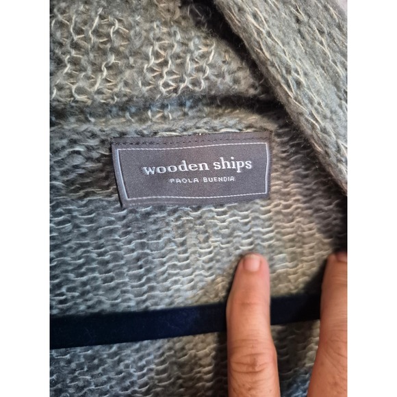 Wooden Ships Paola Buendia Gray Open Front Knit Cardigan Sweater S/M - Picture 2 of 3